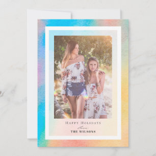 Rainbow Gradient Weihnachts-Weihnachtsfotokarte Einladung