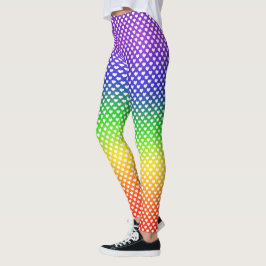 Rainbow Gradient White Heart Pattern Leggings