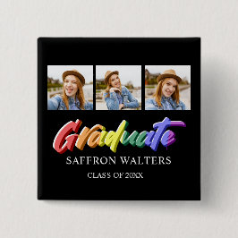 Rainbow Graduate 3 Foto Abschluss Button