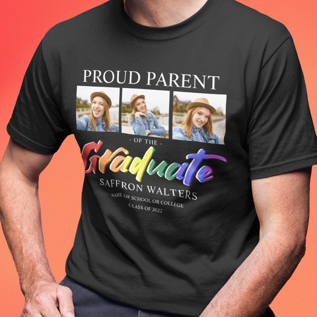 Rainbow Graduate 3 Foto Abschluss T-Shirt (Von Creator hochgeladen)