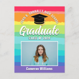 Rainbow Graduate Foto Chic LGBTQ Abschluss Postkarte