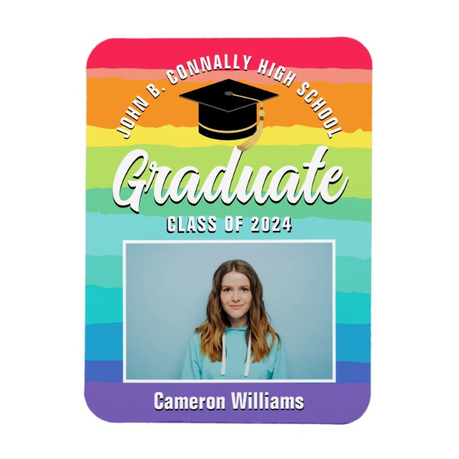 Rainbow Graduate Foto LGBTQ Abschluss Magnet (Vertikal)