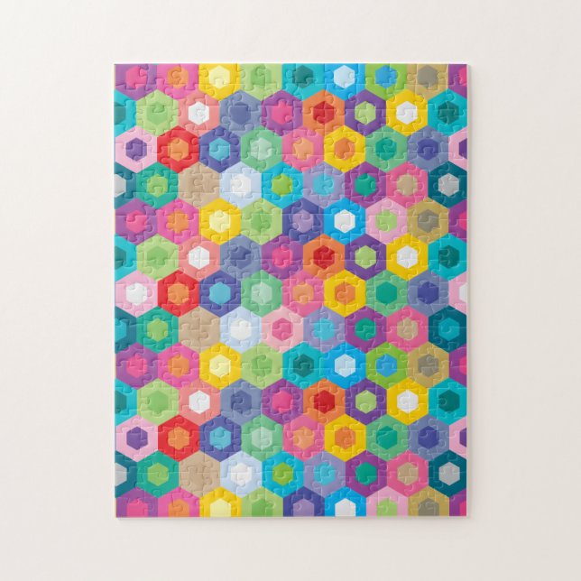 Rainbow Granny Honecomb Hexagon Muster Puzzle (Vertikal)