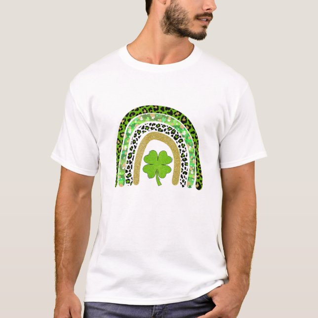 Rainbow Green Shamrock Irish Leprechaun St Patrick T-Shirt (Vorderseite)