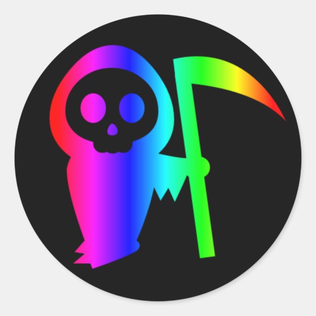 Rainbow Grim Sensenmann Drei Aufkleber (Vorderseite)