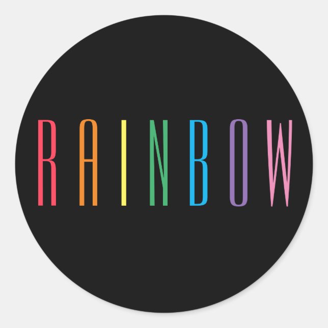 RAINBOW große runde Sticker / schwarz (Vorderseite)