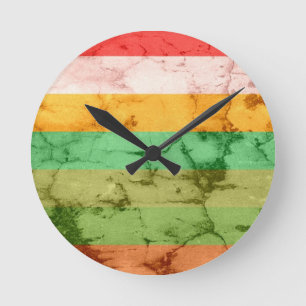Rainbow Grunge Streifen Hintergrund Runde Wanduhr