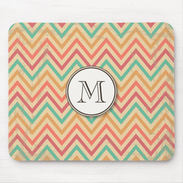 Rainbow Grunge Zigzag Chevrons Mousepad (Vorne)