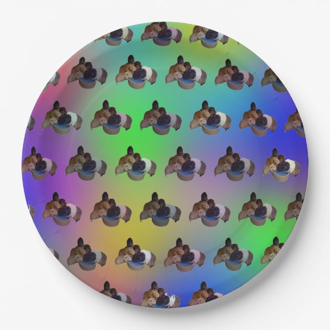 Rainbow-Guinea Pigmentmuster, GeburtstagsTeller Pappteller (Vorderseite)