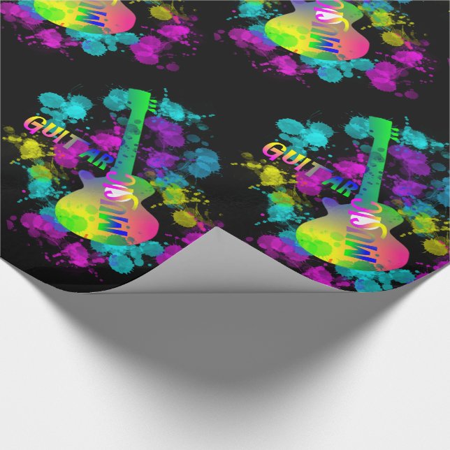 Rainbow Guitar Music Themed Geschenkpapier (Ecke)
