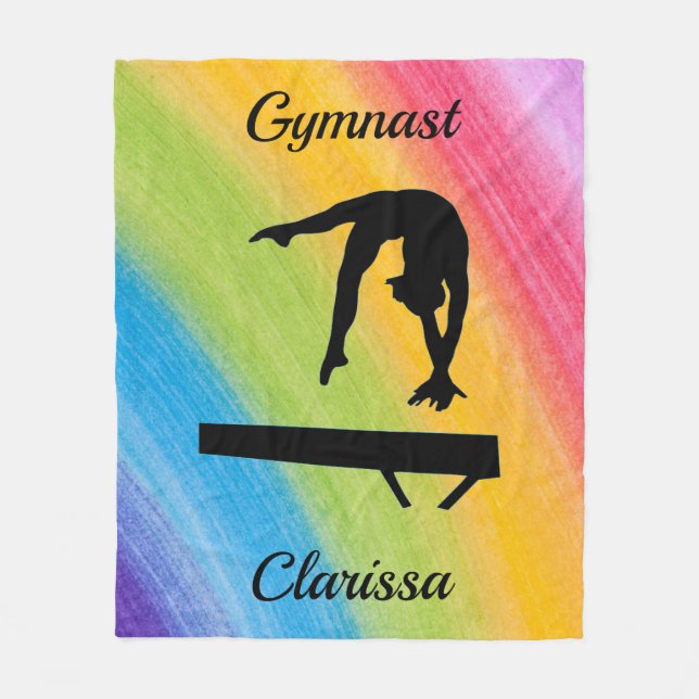 Rainbow Gymnastik Beam Personalisiert Fleecedecke (Vorderseite)