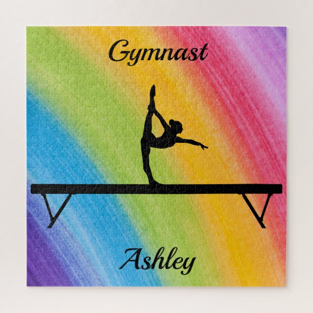 Rainbow Gymnastik Beam Personalisiert Puzzle (Vertikal)