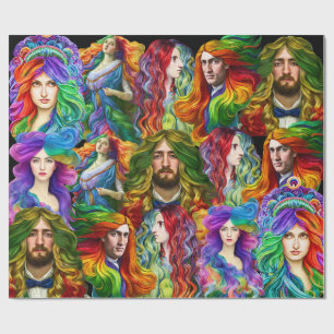 Rainbow haar Goddess men Damen Fantasy Art Geschenkpapier