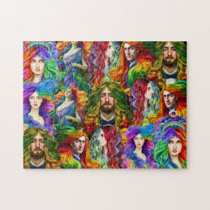 Rainbow haar Goddess men Damen Fantasy Art Puzzle