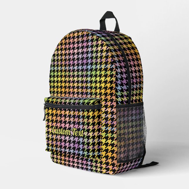 Rainbow-Hahnentrittmuster-Muster Bedruckter Rucksack (Rückseitige Ecke Rechts)