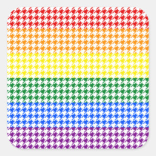 Rainbow Hahnentrittmuster Quadratischer Aufkleber