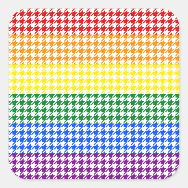 Rainbow Hahnentrittmuster Quadratischer Aufkleber (Vorderseite)