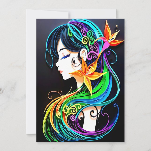 Rainbow Hair Dream. Einladung (Vorderseite)