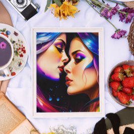 Rainbow Hair Frauen in Liebe Poster