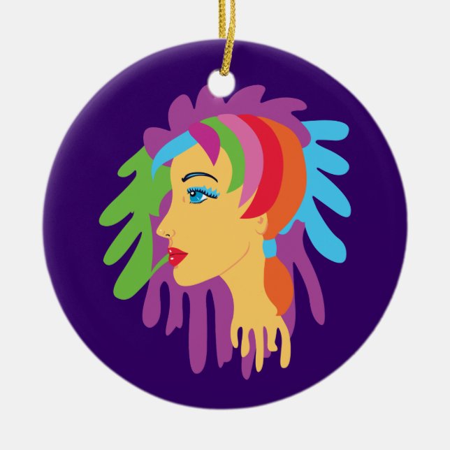 Rainbow Hair Keramikornament (Vorne)