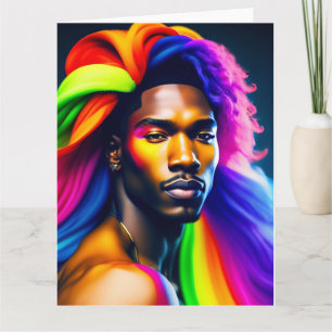 Rainbow Hair LGBT Greetings Card Karte