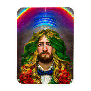 Rainbow Hair Man Man of Liebe Fantasy surreal LGBT Magnet