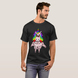 Rainbow-Hair Muskel-Einhorn-Gebäude T-Shirt