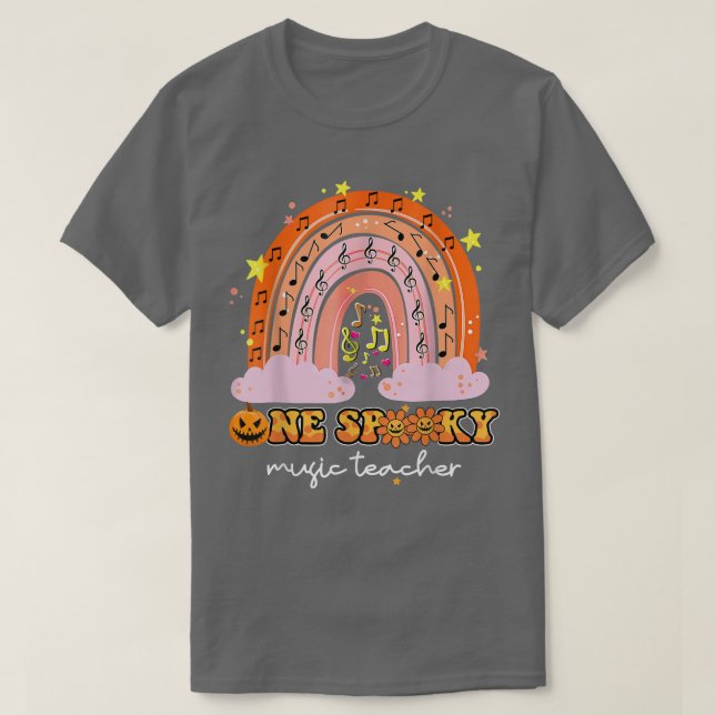 Rainbow Halloween Ein Spooky-Musiklehrer Retro T-Shirt (Design vorne)