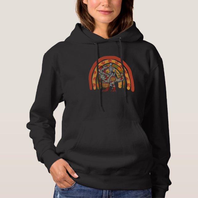 Rainbow Halloween Skeleton Riding Mummy Dinosaurie Hoodie (Vorderseite)