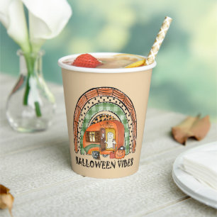 Rainbow Halloween Vibes Camper/ Anhänger Pappbecher