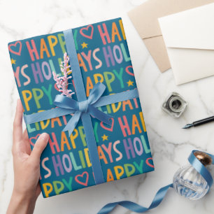 Rainbow Hand Gezeichnet Weihnachtsfeiertage Geschenkpapier