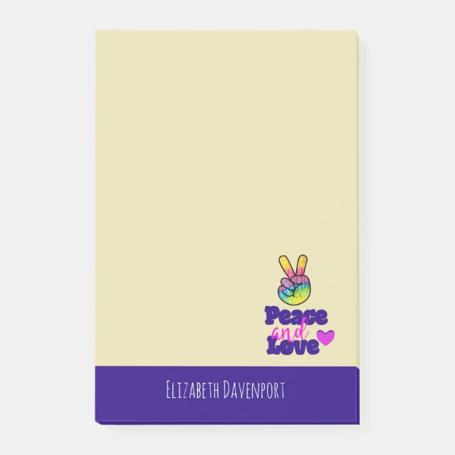 Rainbow Hand Peace Signature Peace Peace and Liebe Post-it Klebezettel (Vorderseite)