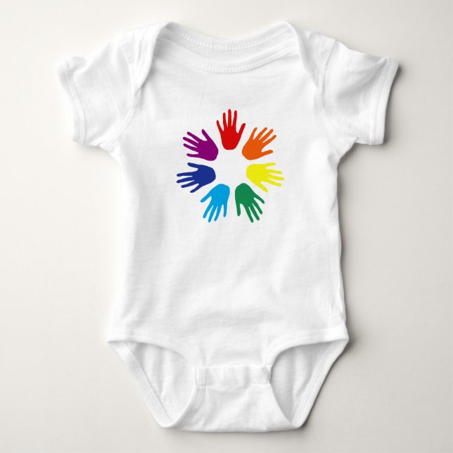 Rainbow Hände Baby Strampler (Vorderseite)