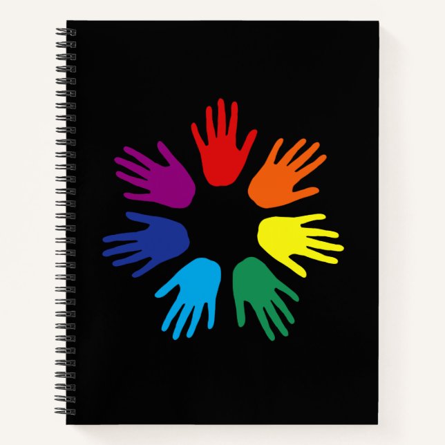 Rainbow Hände Notizbuch (Vorderseite)
