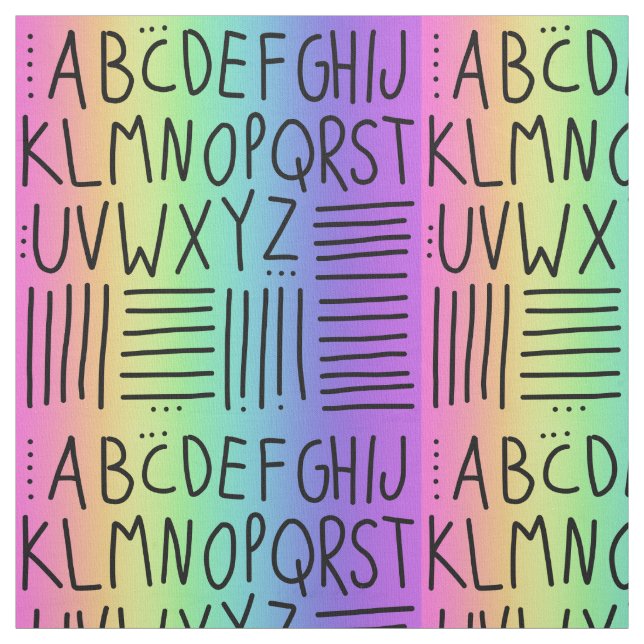Rainbow Handgeschriebene ABCs-Fabric Stoff (Muster)