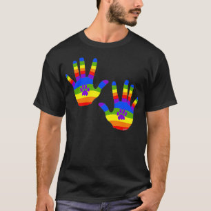 Rainbow Handprint and Paw Print Celebrate Pride T-Shirt