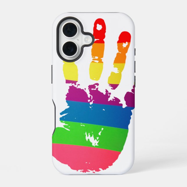 Rainbow Handprint iPhone 16 Hülle (Rückseite)