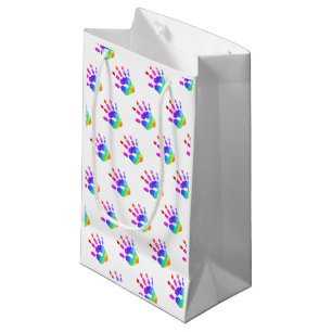 Rainbow Handprint Muster Kids Colorful Fun Kleine Geschenktüte