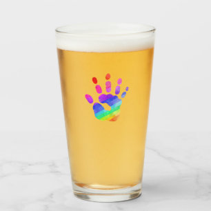 Rainbow Handprint Wasserfarben Art Colorado Glas
