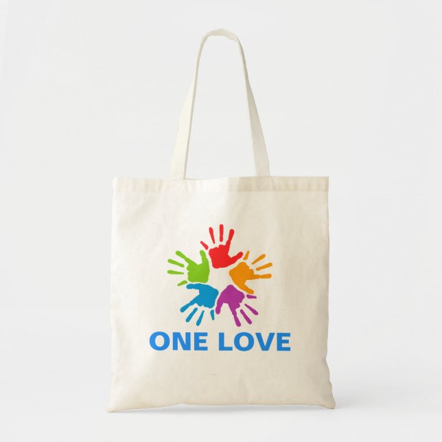 Rainbow Hands Tote Bag einer Liebe Tragetasche (Vorne)