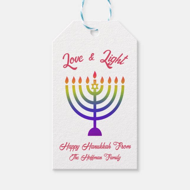Rainbow Hanukkah Gift Tags Geschenkanhänger (Vorderseite)