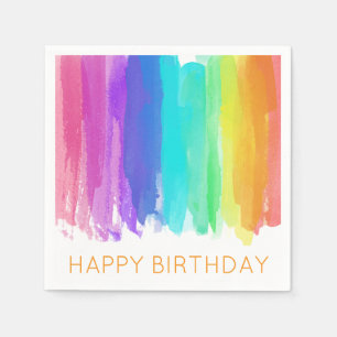 Rainbow HAPPY BIRTHDAY Artisan Wasserfarben Serviette