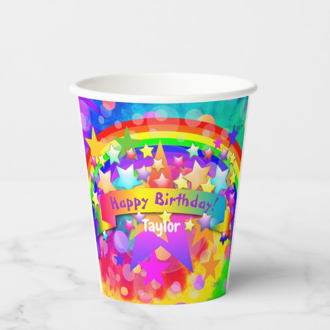 Rainbow Happy Birthday Cup HAMbyWG Pappbecher (Vorderseite)