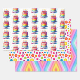 Rainbow Happy Birthday Geschenkpapier Set