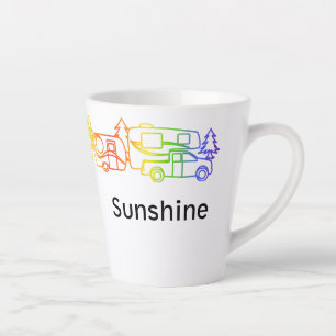 Rainbow Happy Campers Personalisierte Latte Tasse