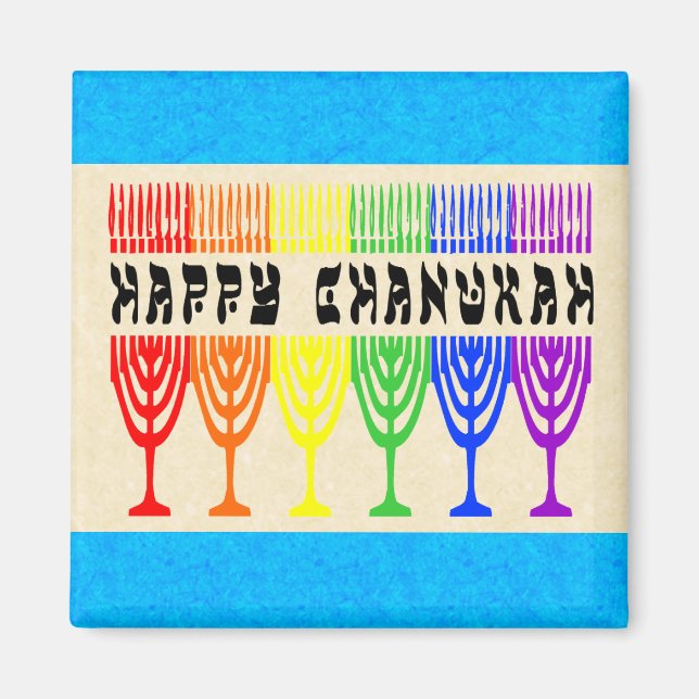 Rainbow Happy Chanukah Magnete (Vorne)
