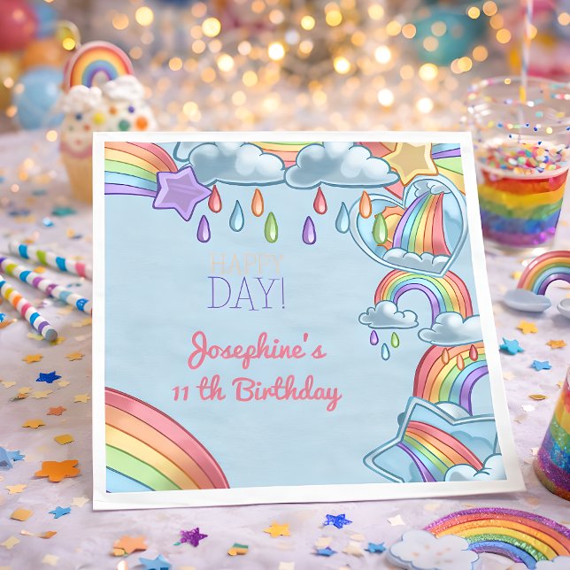 Rainbow Happy Day Geburtstagsparty Serviette (Von Creator hochgeladen)
