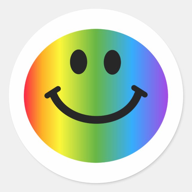 Rainbow Happy Face Runder Aufkleber (Vorderseite)
