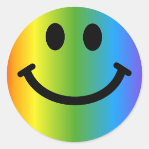 Rainbow Happy Face Runder Aufkleber