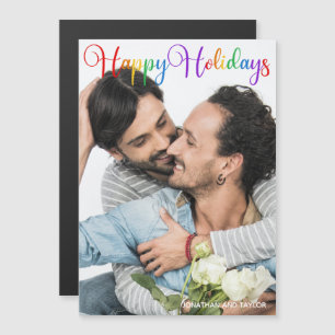 Rainbow Happy Holidays LGBTQ Foto Magnet
